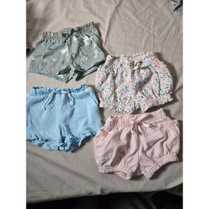 Garanimals Baby Girl Shorts Bundle 4 Pack Floral Ruffle Bubble 0-3 Months